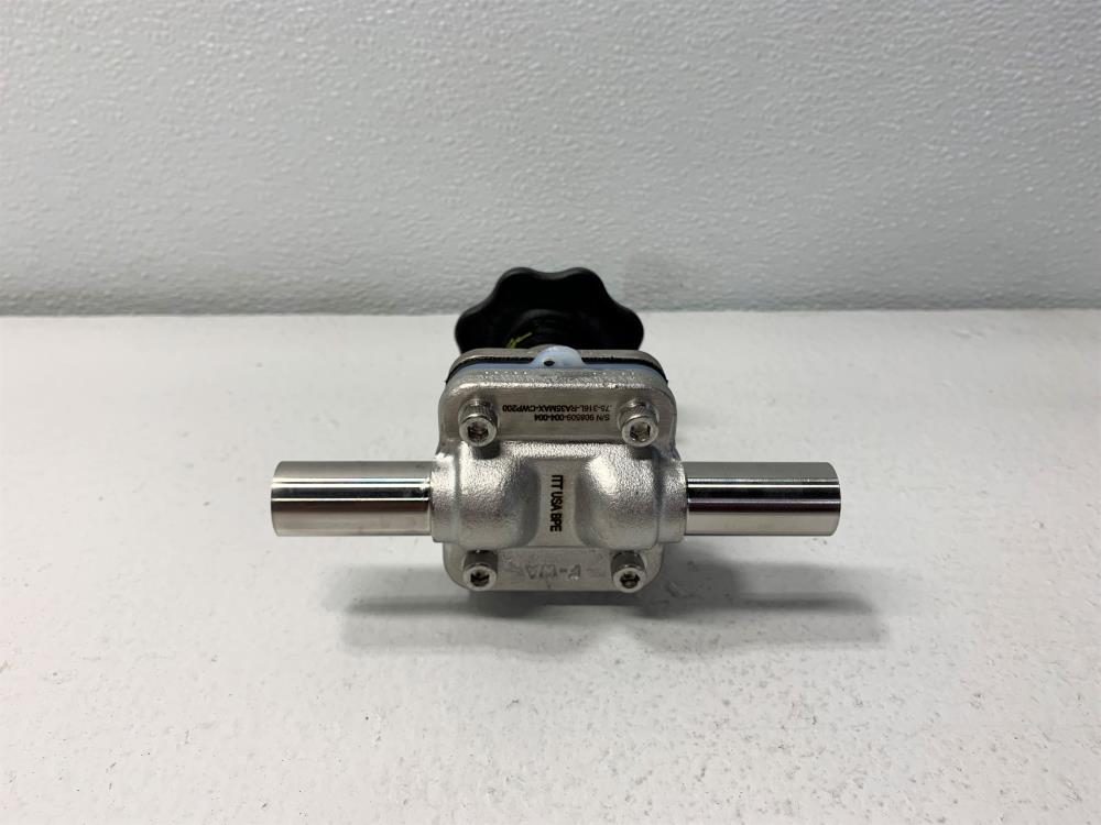 ITT Pure-Flo 3/4" Butt-Weld 316 Sanitary Diaphragm Valve .75-316L-RA35MAX-CWP200